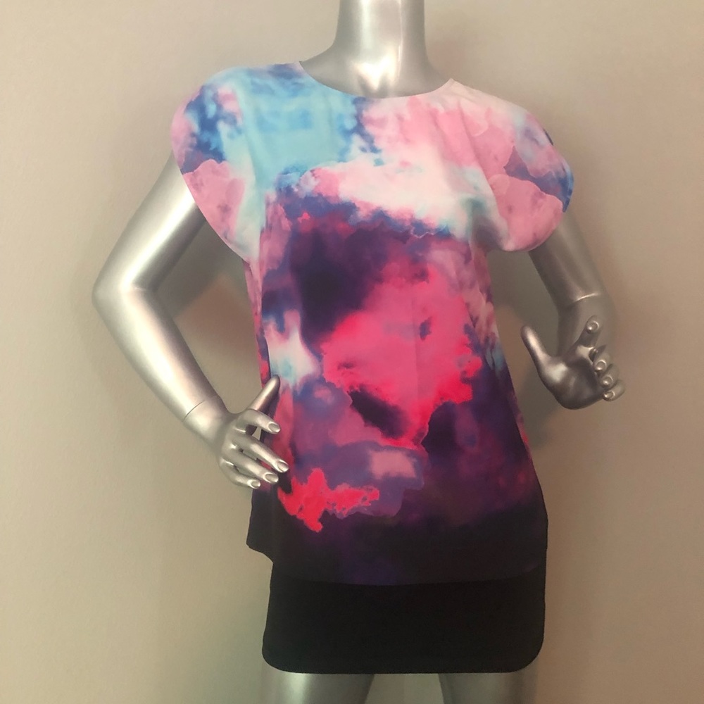 Ted Baker ‘Benjami’ blouse in Summer Dusk pattern - cotton candy effect